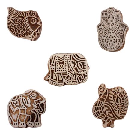 Set of 5 Piece New Mix Wooden Printing Blocks